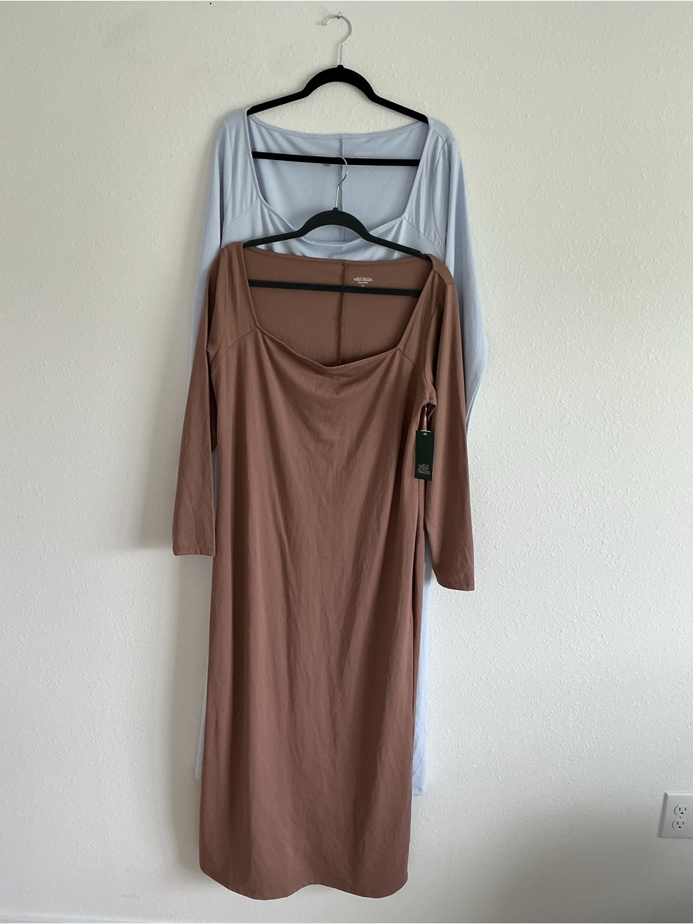 wild fable Scoop Neck Midi Dress in Tan and Light Blue